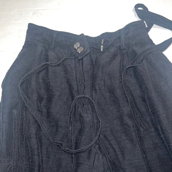 Aritzia Wilfred black linen tie waist trousers size small - Picture 4 of 14